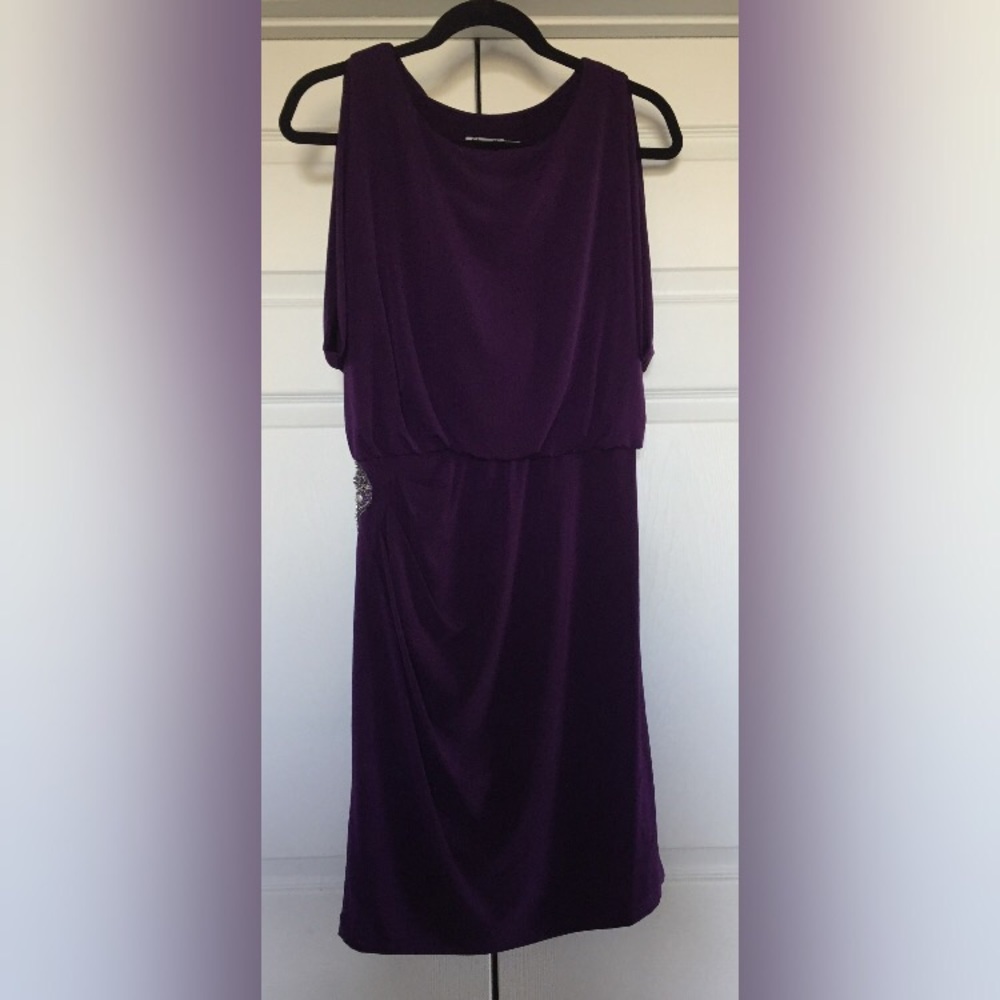 Eliza J Purple Jeweled Blouson Dress Size 8